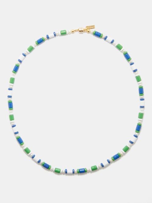 Liou - Catania Pearl, Enamel & 14kt Gold-plated Necklace - Mens - Multi