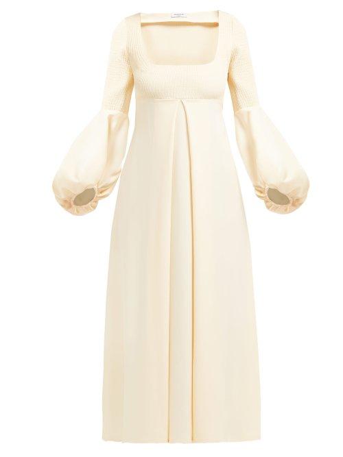 Matchesfashion.com Franoise - Balloon Sleeve Empire Line Crepe Midi Dress - Womens - Ivory