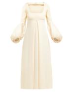 Matchesfashion.com Franoise - Balloon Sleeve Empire Line Crepe Midi Dress - Womens - Ivory