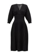 Matchesfashion.com Proenza Schouler - Chalk-stripe Ribbed-waist Jersey Midi Dress - Womens - Black Multi