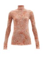 Matchesfashion.com Acne Studios - Denise Paisley-print Jersey Top - Womens - Light Orange