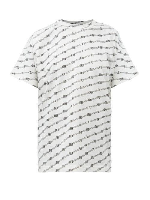 Matchesfashion.com Balenciaga - Bb-monogram Cotton-jersey T-shirt - Womens - White Black