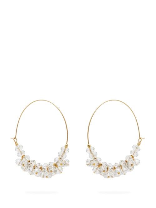 Matchesfashion.com Isabel Marant - Bead Embellished Hoop Earrings - Womens - Clear
