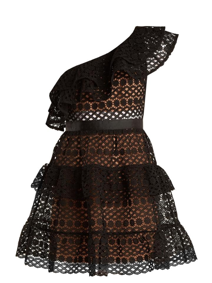Self-portrait One-shoulder Lace Mini Dress