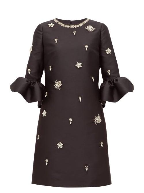 Matchesfashion.com Erdem - Elijah Faux Pearl Embellished Twill Dress - Womens - Black