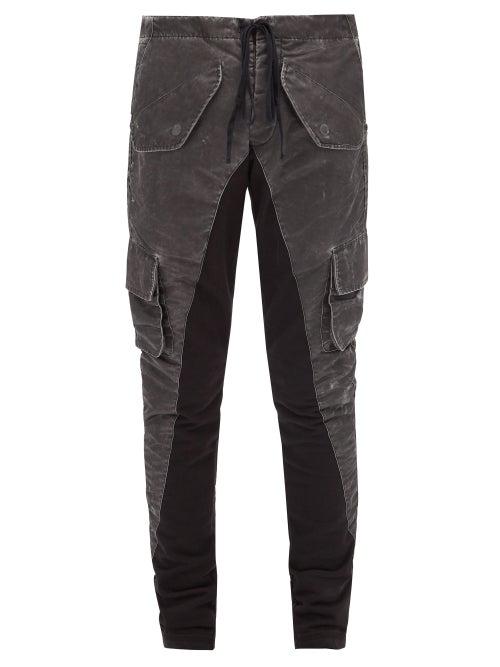 Matchesfashion.com Greg Lauren - Two-tone Drawstring-waist Cotton-blend Track Pants - Mens - Black