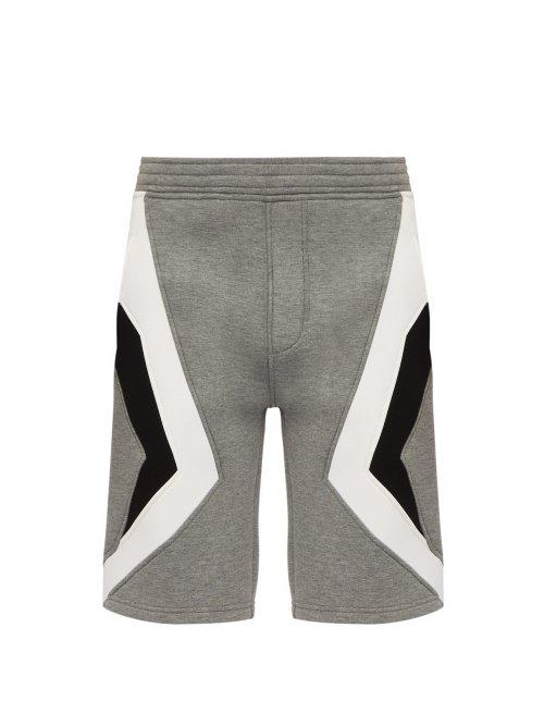 Matchesfashion.com Neil Barrett - Chevron Panelled Shorts - Mens - Black Multi