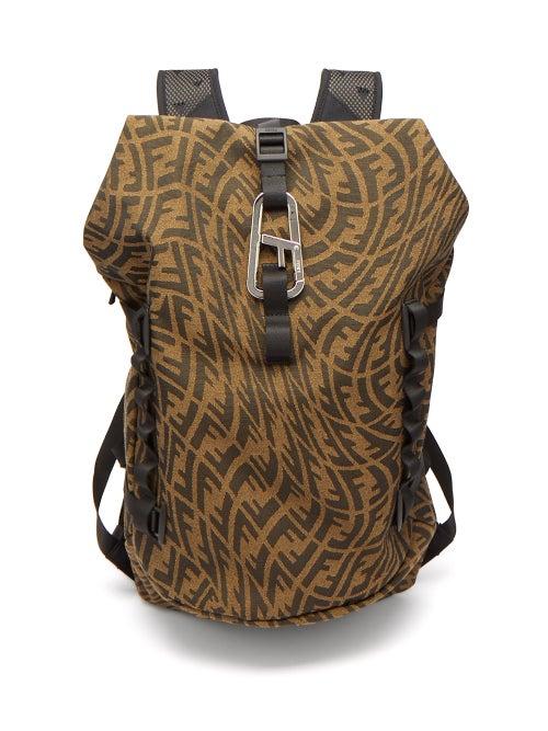 Mens Bags Fendi - Ferrino Logo-jacquard Canvas Backpack - Mens - Brown Multi