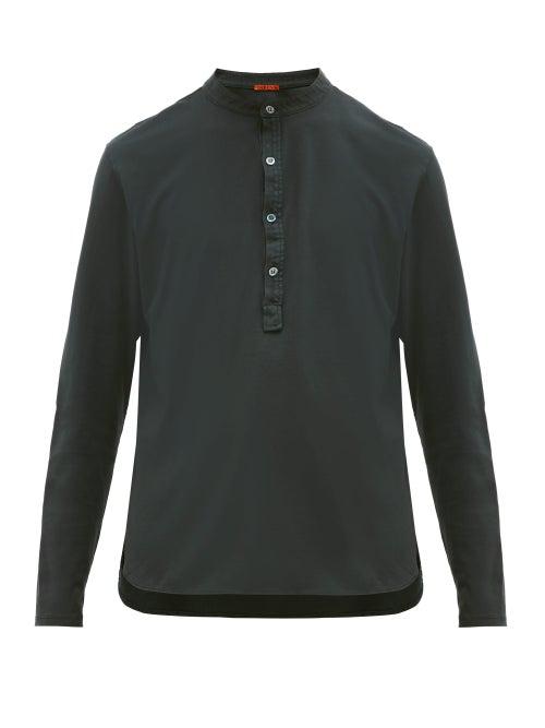 Matchesfashion.com Barena Venezia - Nalin Garment Dyed Cotton Jersey Henley Top - Mens - Black