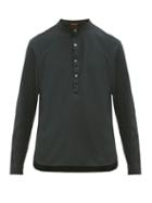 Matchesfashion.com Barena Venezia - Nalin Garment Dyed Cotton Jersey Henley Top - Mens - Black
