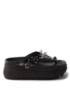 Sacai - Pierced Leather Sandals - Womens - Black