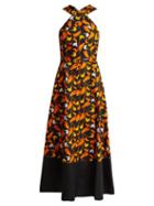 Matchesfashion.com Borgo De Nor - Gabrielle Orchid Print Cotton Poplin Dress - Womens - Orange Multi