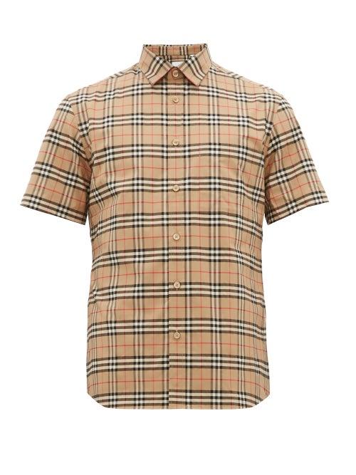 Matchesfashion.com Burberry - George Vintage Check Cotton Blend Shirt - Mens - Camel