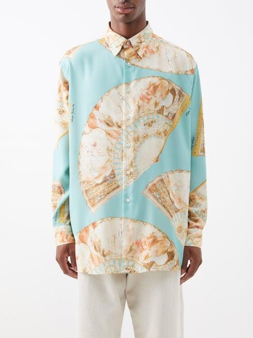 Acne Studios - Sandros Fan-print Shirt - Mens - Green Multi