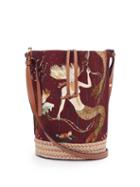 Matchesfashion.com Loewe Paula's Ibiza - Gate Mermaid-print Canvas Bucket Bag - Womens - Burgundy Multi