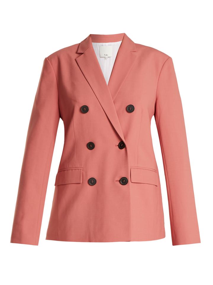 Tibi Double-breasted Twill Blazer