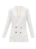 Matchesfashion.com Roland Mouret - Talbot Double-breasted Crepe Blazer - Womens - White