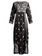 Matchesfashion.com Muzungu Sisters - Floral Embroidered Silk Dress - Womens - Black White