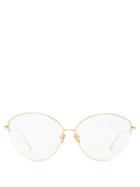 Matchesfashion.com Linda Farrow - Ella Metal Cat Eye Glasses - Womens - Gold