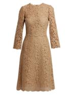 Matchesfashion.com Dolce & Gabbana - Cordonetto Lace Midi Dress - Womens - Light Brown