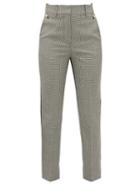 Matchesfashion.com Petar Petrov - Helen Houndstooth And Contrast Back Wool Trousers - Womens - Grey Multi
