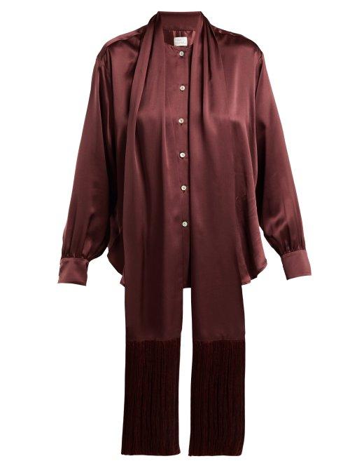 Matchesfashion.com Hillier Bartley - Tie Neck Silk Satin Blouse - Womens - Burgundy
