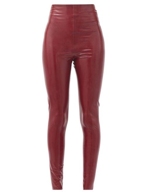 Matchesfashion.com Saint Laurent - High-rise Latex Leggings - Womens - Red