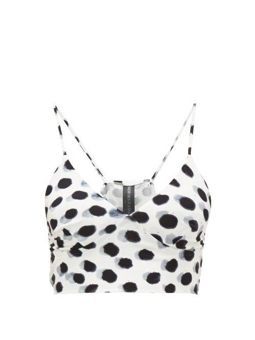 Matchesfashion.com Norma Kamali - Watercolour Polka Dot Cropped Top - Womens - White Black
