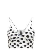 Matchesfashion.com Norma Kamali - Watercolour Polka Dot Cropped Top - Womens - White Black