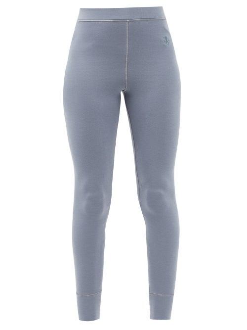 Matchesfashion.com Jil Sander - Logo-embroidered High-rise Cotton-jersey Leggings - Womens - Light Blue