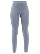 Matchesfashion.com Jil Sander - Logo-embroidered High-rise Cotton-jersey Leggings - Womens - Light Blue