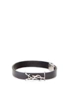 Matchesfashion.com Saint Laurent - Ysl Monogram Leather Bracelet - Mens - Black