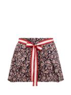 Matchesfashion.com The Upside - Aria Floral Wrap Front Linen Blend Shorts - Womens - Blue Multi