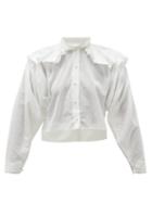 Matchesfashion.com Mimi Prober - Chauncey Ruffle-shoulder Organic-cotton Blouse - Womens - White