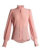 Matchesfashion.com Isabel Marant - Sloan Ruffled High Neck Blouse - Womens - Light Pink