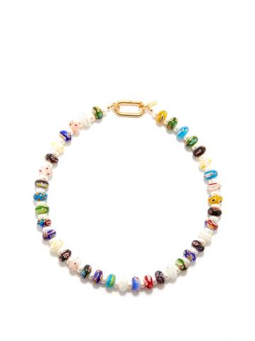 Liou - Mick Beaded & Baroque-pearl Gold-plated Necklace - Mens - Multi