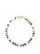 Liou - Mick Beaded & Baroque-pearl Gold-plated Necklace - Mens - Multi