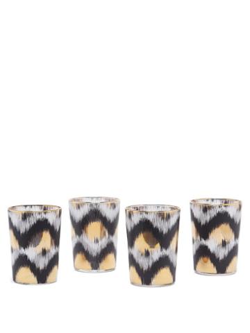 Unisex Homeware Les Ottomans - Set Of Four Ikat-print Tumbler Glasses - Black Multi