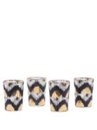 Unisex Homeware Les Ottomans - Set Of Four Ikat-print Tumbler Glasses - Black Multi