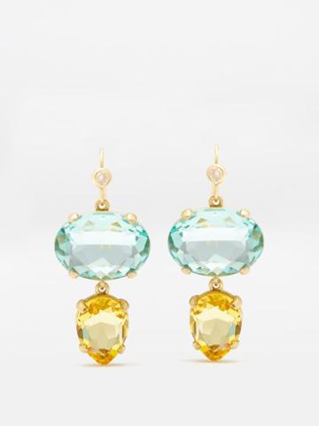 Roxanne Assoulin - The Little Jewel Crystal & Gold-plated Earrings - Womens - Blue Yellow