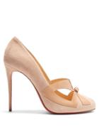 Matchesfashion.com Christian Louboutin - Bow Me Dear 115 Suede Pumps - Womens - Nude