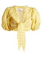 Matchesfashion.com Lisa Marie Fernandez - Puff Sleeved Linen Blouse - Womens - Yellow Multi