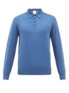 Allude - Long-sleeve Cashmere Polo Shirt - Mens - Blue