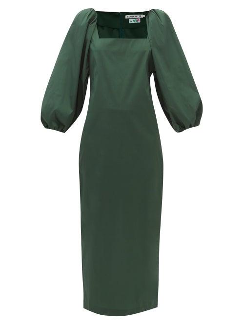 Bernadette - Ava Square-neck Puff-sleeve Maxi Dress - Womens - Dark Green