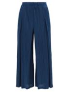Matchesfashion.com Pleats Please Issey Miyake - Technical Pleated Wide-leg Trousers - Womens - Dark Blue