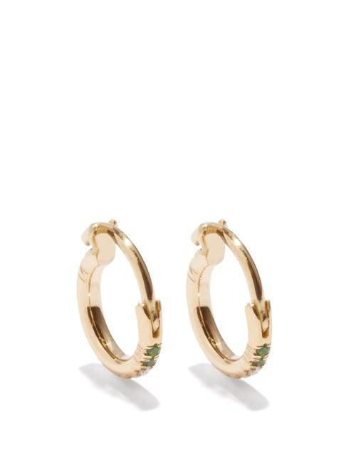 Ladies Fine Jewellery Ileana Makri - Mini Stripes Diamond & 18kt Gold Earrings - Womens - Green Gold