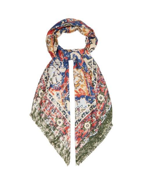 Matchesfashion.com Acne Studios - Tapestry Print Silk Scarf - Womens - Green