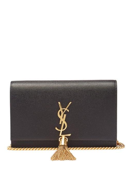 Matchesfashion.com Saint Laurent - Kate Tasselled Grained-leather Cross-body Bag - Womens - Black