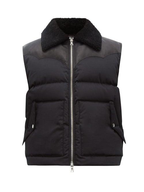 Matchesfashion.com Amiri - Shearling And Leather Trimmed Cotton Gilet - Mens - Black