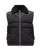 Matchesfashion.com Amiri - Shearling And Leather Trimmed Cotton Gilet - Mens - Black